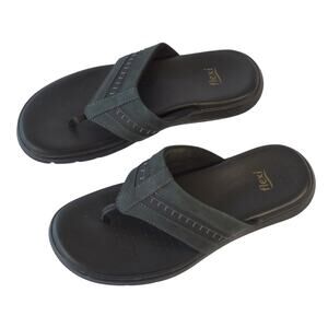 Men’s Black Leather Flexi Sandals Size 8.5 – Comfortable Slip-On Thongs